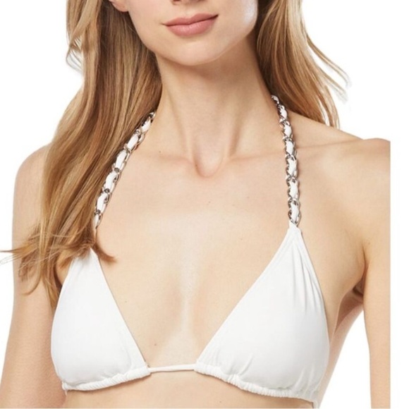 Michael Kors Women's Chain-Trim
String Triangle Bikini Top swimsuit SWhite - Picture 3 of 8